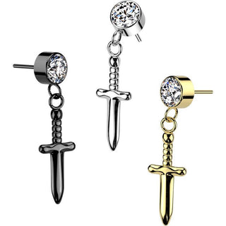 Titan Top Aufsatz Zirkonia Schwert Anhänger Push-In