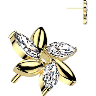 Titanium Top top flower marquise cut zirconia Push-In
