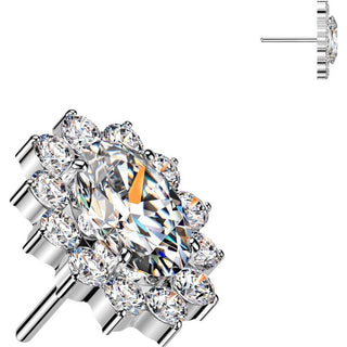Titanium Top Top Oval Zirconia Pave Edge Push-In
