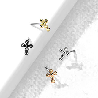 Titanium Labret Cross Ball Push-In