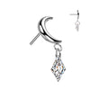 Titanium Top top moon dangle zirconia Push-In