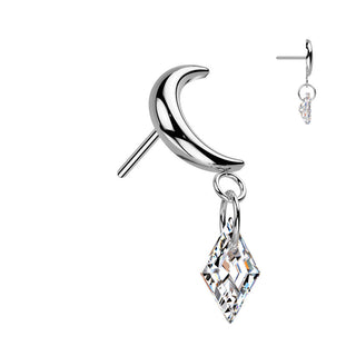 Titanium Top top moon dangle zirconia Push-In