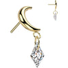 Titanium Top top moon dangle zirconia Push-In