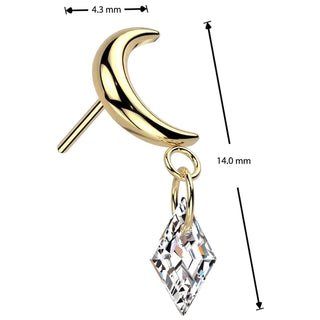 Titanium Top top moon dangle zirconia Push-In
