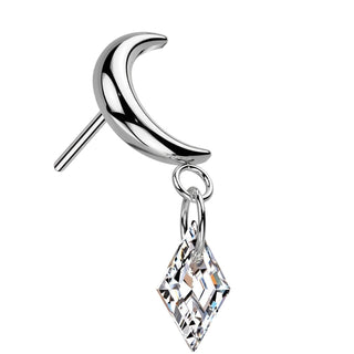 Titanium Top top moon dangle zirconia Push-In