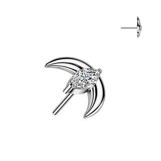 Titanium Top top crescent moon zirconia Push-In