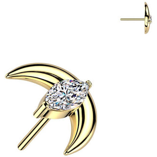 Titanium Top top crescent moon zirconia Push-In