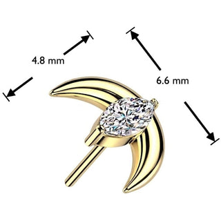 Titanium Top top crescent moon zirconia Push-In