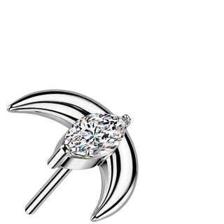 Titanium Top top crescent moon zirconia Push-In