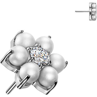 Titanium Top top flower pearl zirconia Push-In
