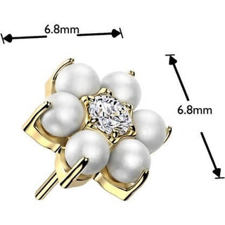 Titanium Top top flower pearl zirconia Push-In