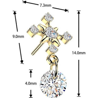 Titanium Top top cross zirconia dangle Push-In