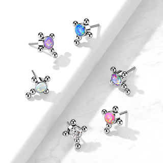 Titanium Top top cross zirconia or opal beaded balls Push-In