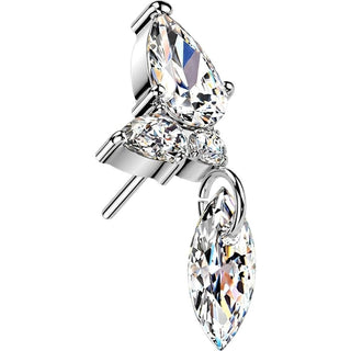 Titanium Top top marquise and round zirconia cluster with marquise zirconia dangle Push-In
