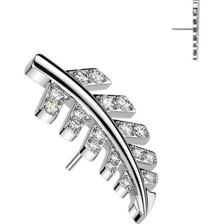 Titanium Top top pave zirconia fern leaf Push-In