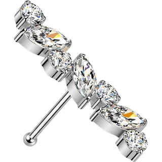 Titanium Top top straight marquise and round zirconia Push-In