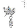 Titanium Top top triple marquise zirconia fan with marquise zirconia dangle Push-In