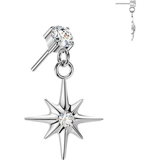 Titanium Top top prong set zirconia with starburst dangle Push-In