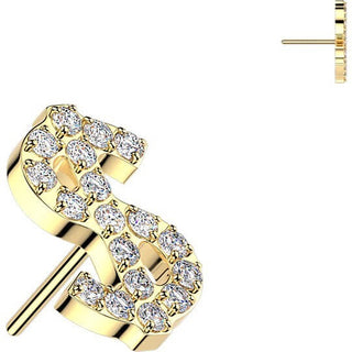 Titanium Top top pave zirconia dollar sign Push-In