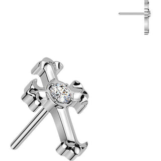 Titanium Top top celtic cross with zirconia center Push-In