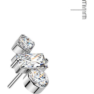 Titanium Top top round baguette and zirconia zirconia Push-In