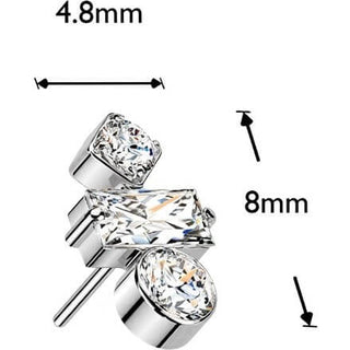Titanium Top top round baguette and zirconia zirconia Push-In