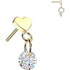 Titanium Top top heart with round zirconia dangle Push-In