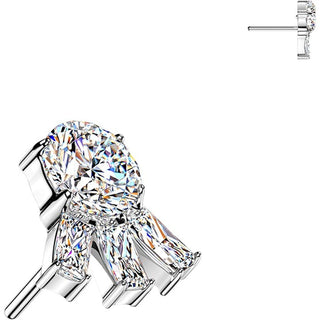 Titanium Top top round zirconia with 3 baguette zirconias Push-In