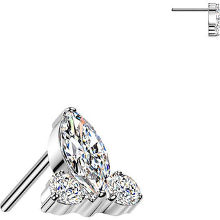 Titanium Top top marquise and 2 round zirconias Push-In
