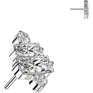 Titanium Top top 2 baguette and 2 round zirconia cluster Push-In