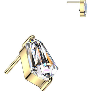 Titanium Top Top Emerald Cut Hexagon Kite Zirconia Push-In