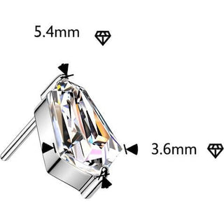 Titanium Top Top Emerald Cut Hexagon Kite Zirconia Push-In
