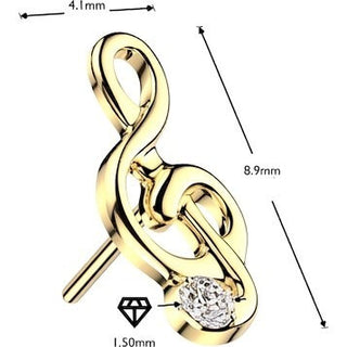 Titanium Top Top Music Note With Zirconia Push-In