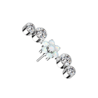 Titanium Top Top Flower Zirconia Opal Push-In