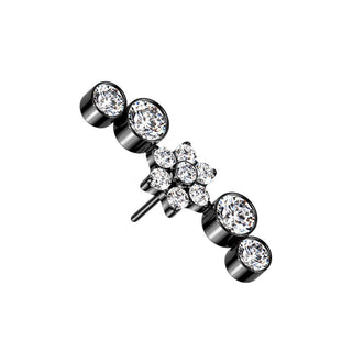 Titanium Top Top Flower Zirconia Opal Push-In