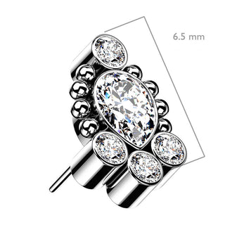 Titan Top Top Tropfen 5 Zirkonia Silber Push-In