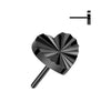 Titanium Top Top Heart Diamond Cut Push-In