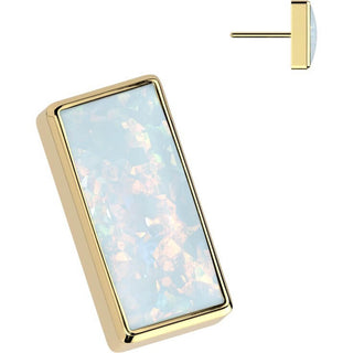 Titanium top rectangular opal bezel setting Push-In
