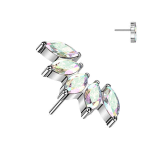 Titanium Top Top Marquise Cut 5 Zirconias Push-In