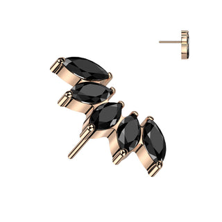 Titanium Top Top Marquise Cut 5 Zirconias Push-In