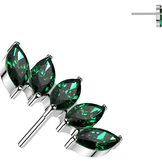 Titanium Top Top 5 Petite Marquise Zirconia Fan Push-In