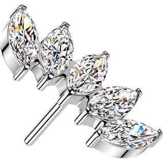 Titanium Top Top 5 Petite Marquise Zirconia Fan Push-In
