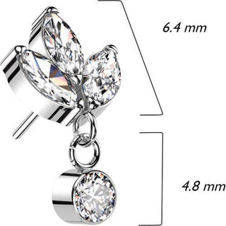 Titanium Top top marquise dangle zirconia Push-In