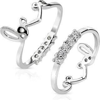 Finger Ring LOVE Adjustable Zirconia Silver