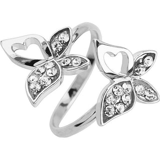 Fingerring Schmetterling Verstellbar Zirkonia Silber