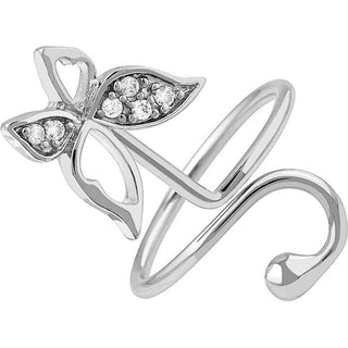 Fingerring Schmetterling Verstellbar Zirkonia Silber