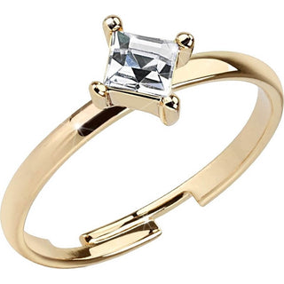 Fingerring Viereck Zirkonia Verstellbar Gold