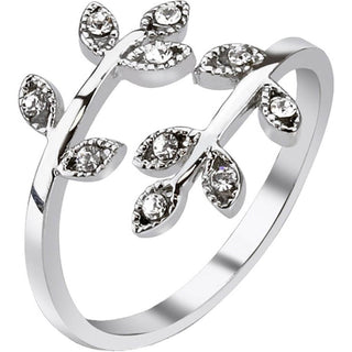 Fingerring Blätter Zirkonia Verstellbar Silber