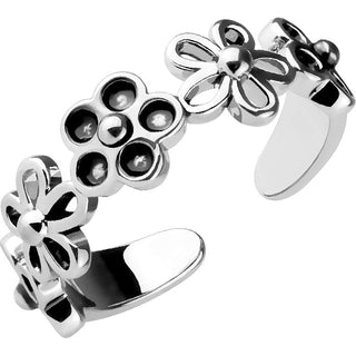 Finger Ring Toe Ring Mid-Ring Adjustable Linked 5 Petal Flowers