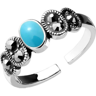 Fingerring Türkis Zirkonia Verstellbar Silber